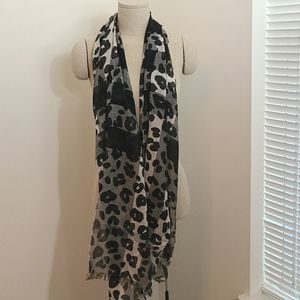 Burberry black leopard cashmere scarf